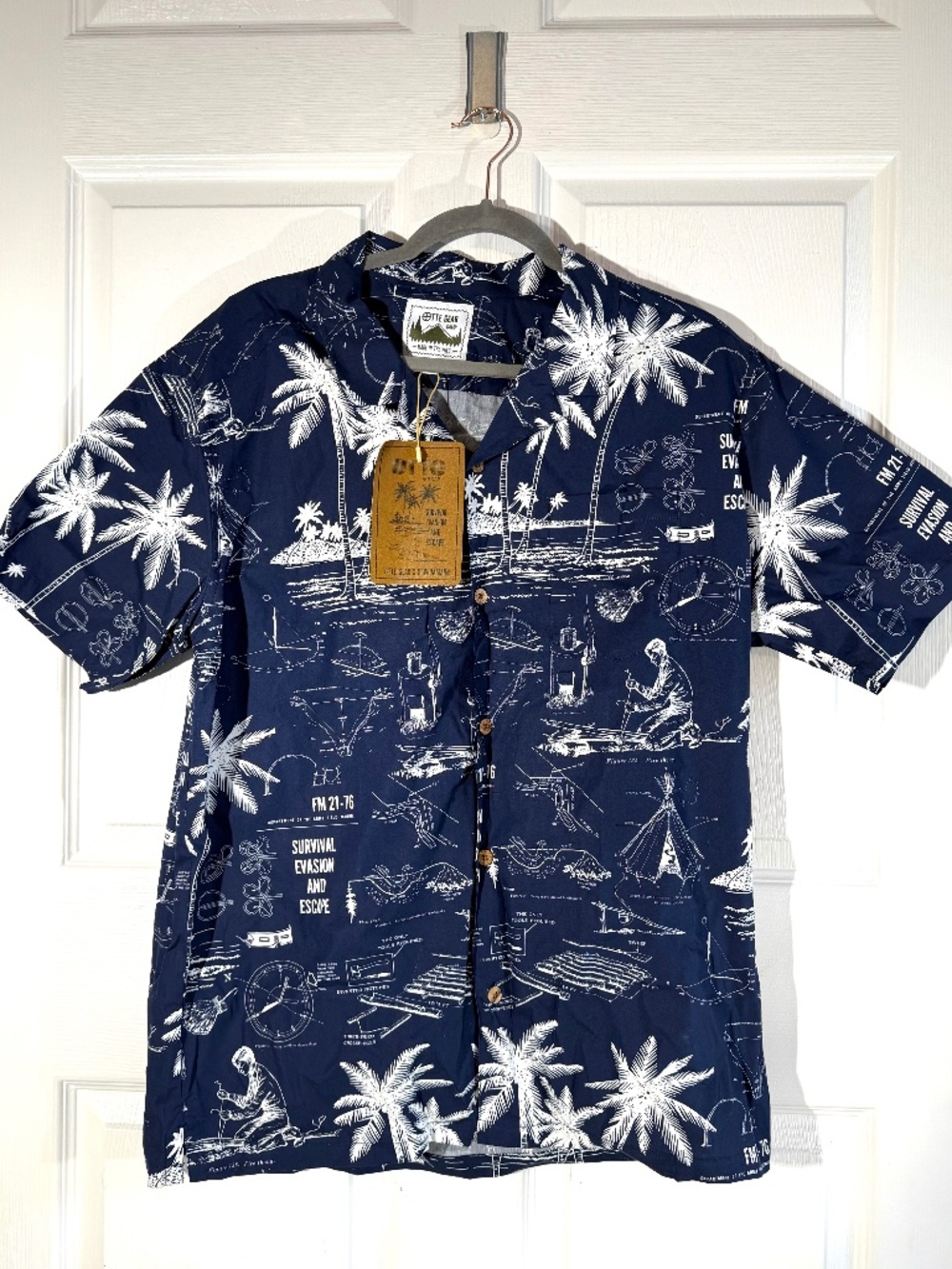 OTTE FIELD MANUAL TACTICAL HAWAIIAN SHIRT Large-Navy